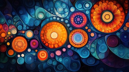 Mandala vibrant pop art contemporary fusion intricate patterns and bold outline flowing abstract in a composition