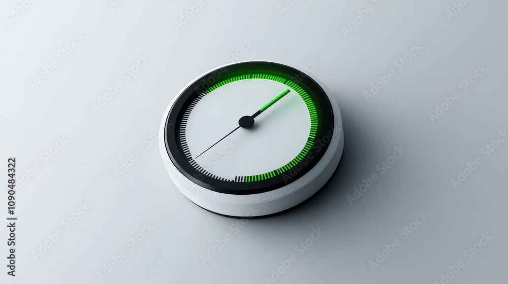 Poster A modern clock with a green accent, displaying time in a minimalist design.