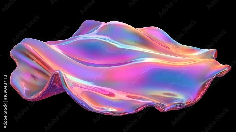 Aufkleber A piece of fabric with a rainbow pattern is floating on a black background