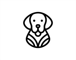 Minimalist outline dog logo design icon symbol vector illustration.