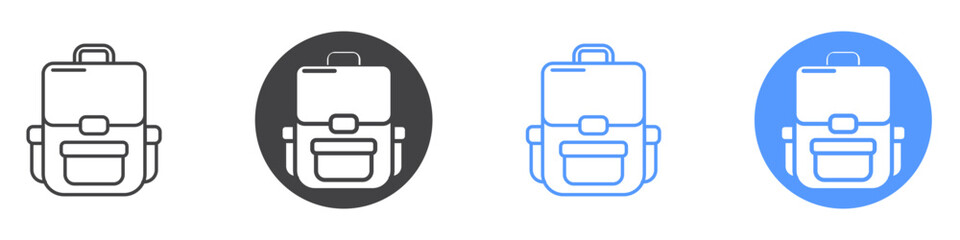 Fototapeta premium Backpack icon flat line symbol set.