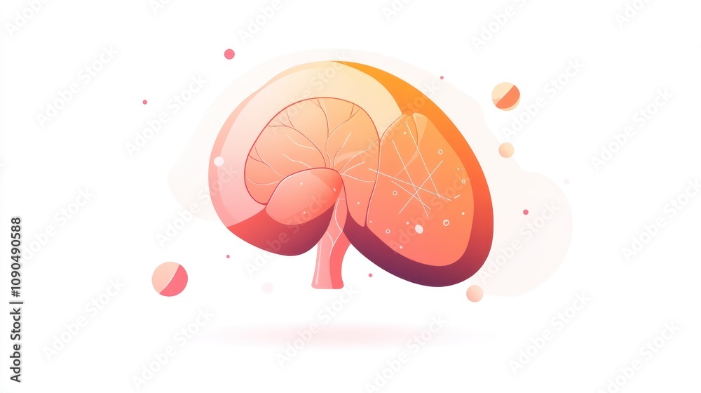 Poster abstract illustration of a brain with a soft color palette.