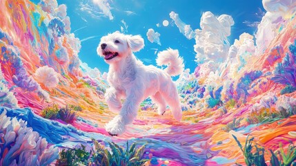 Joyful Boxer Dog Playing in Colorful Yard