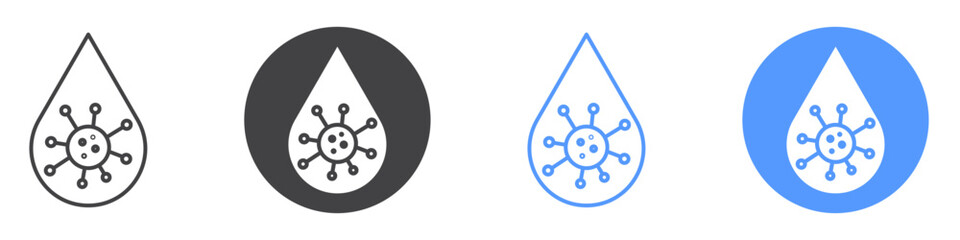 Fototapeta premium Dirty water drop icon flat line symbol set.