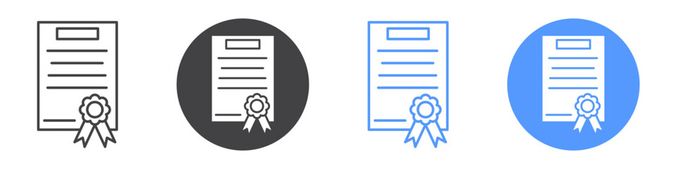 Diploma icon flat line symbol set.