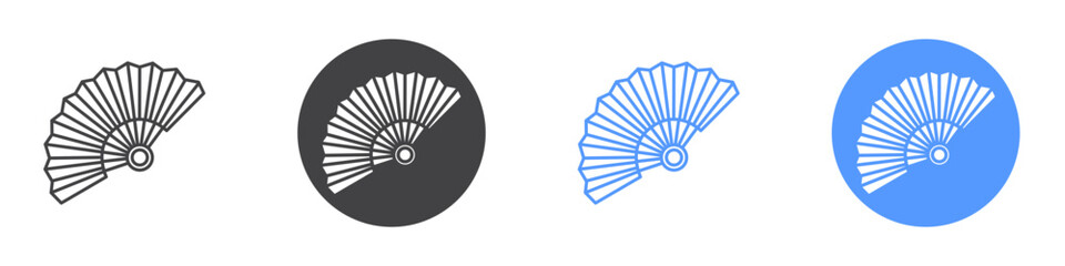 Hand fan icon flat line symbol set. © Krrish