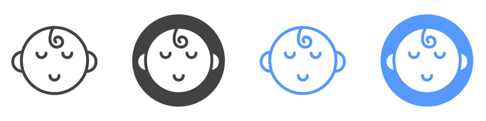 Fototapeta premium Sleeping baby icon flat line symbol set.