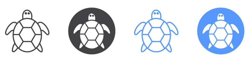 Obraz premium Turtle icon flat line symbol set.