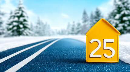 Direction 2025 written on asphalt road background, new year business goal illustration
