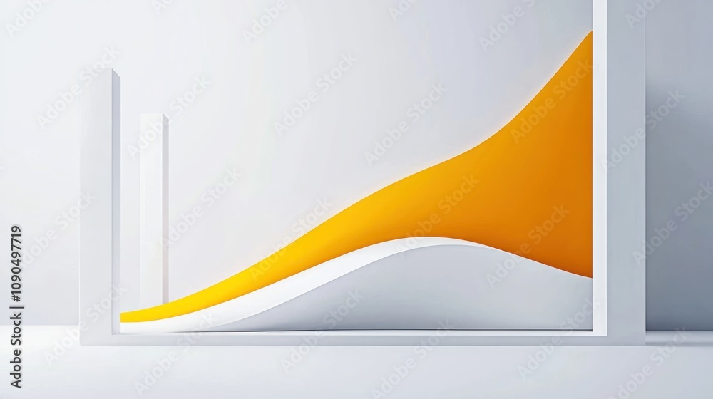 Poster A modern abstract representation of growth with curved shapes and a vibrant color contrast.