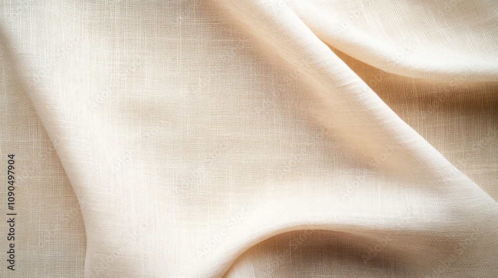 Poster a close-up of soft, light-colored fabric with gentle folds and textures.