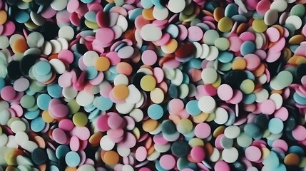 Colorful Round Candy Sprinkles Scattered Abundantly