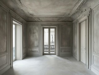 Fototapeta premium Elegant Parisian Apartment Interior Room Renovation