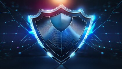 Fototapeta premium A glowing digital shield symbolizing protection and cybersecurity against modern threats.