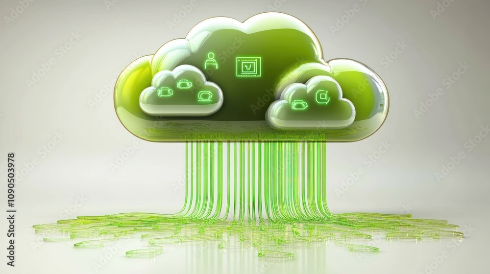 Poster A stylized cloud graphic representing data storage and connectivity.