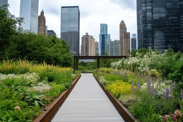 Fototapeta premium Urban Redevelopment: Revitalizing the City with Green Spaces Amidst Gentrification