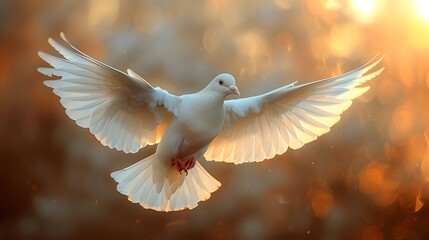 Fototapeta premium Depiction of the holy spirit as a white dove. AI generated
