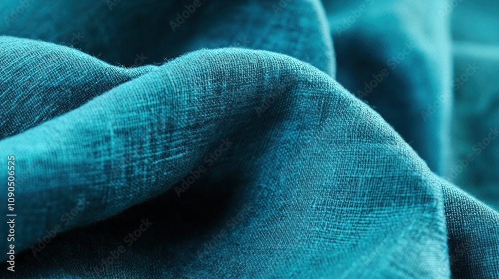 Poster close-up of textured teal fabric showcasing its softness and sheen.