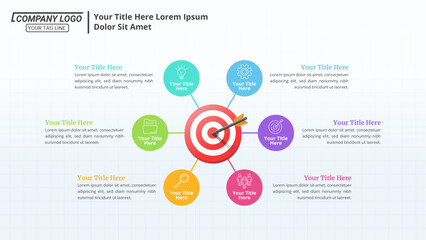 Fototapeta premium Goals Infographic With 6 Steps and Editable Text for Business Presentation, Poster, Banner and Booklet.