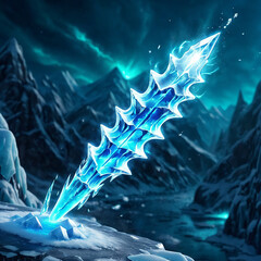 Obraz premium Frozen Glacial Weapon, Ice Crystal Blade, Fantasy