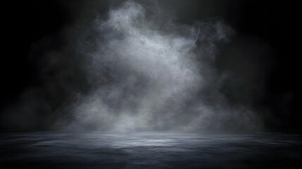 Fototapeta premium Abstract Smoke Effect on Dark Background with a Floor