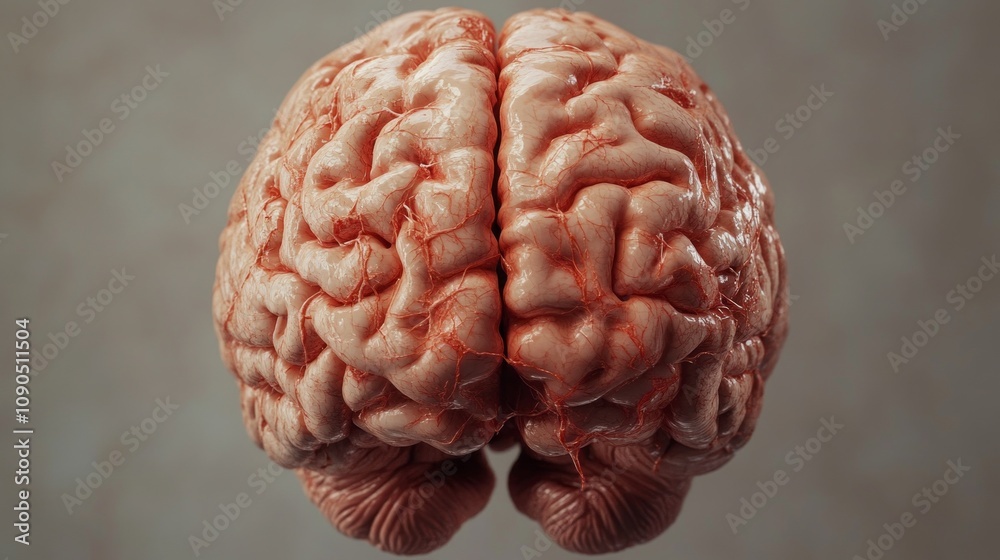Aufkleber a close up of a brain with red veins