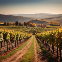 Fototapeta premium Wein - Farbenfroher Herbst in den Weinbergen