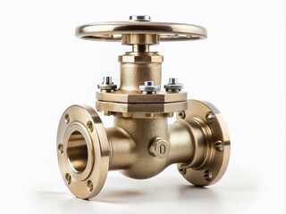 Isolated Flow Control Valve on White Background - Hydraulic Equipment for Precise Flow Rate Regulation in Industrial Systems and Applications