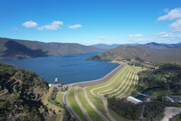 Aerial photo of Eildon wall Victoria Australia