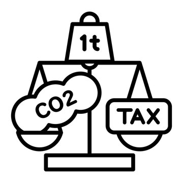 Carbon tax icon. A tax is levied on every ton of CO2.