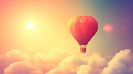 Obraz premium Vintage Hot Air Balloon Flying in a Bright Sky