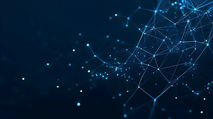 Fototapeta premium Abstract Blue Network with Interconnected Glowing Points and Lines in a Dark Background