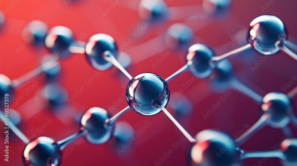 Poster Close-up of interconnected molecular structures with a vibrant background.