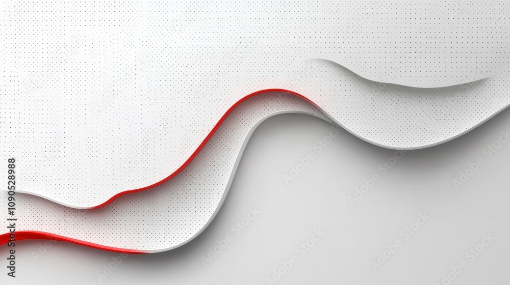 Poster Abstract design featuring smooth waves and a contrasting red element on a white background.