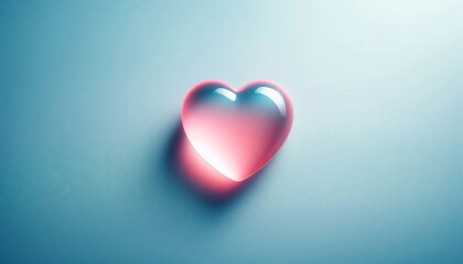 Obraz premium A vibrant heart-shaped water droplet against a soft blue background, perfect for themes of love, purity, or wellness, Ideal for use in marketing, wellness blogs, and romantic content