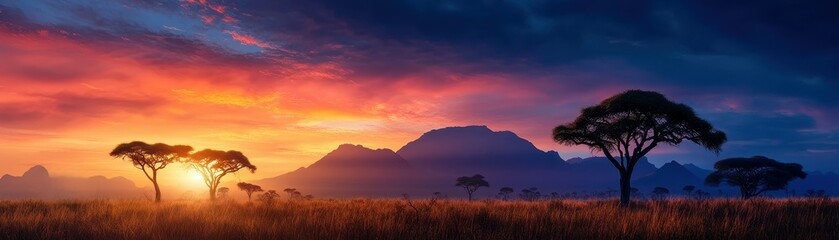 Obraz premium Lively savanna biome showcasing its resourceful ecosystem and vibrant wildlife in harmony.