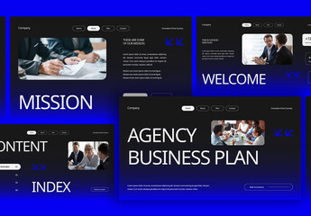 Blue Black Gradient Agency Business Plan Presentation Layout