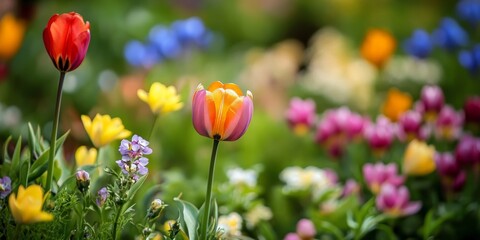 Obraz premium Flowers in various seasons showcase the beauty and diversity of nature, highlighting how flowers transform and bloom in every season, each bringing its unique charm and vibrancy to the landscape.