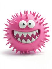 Pink Spiky Monster Shows Big Grinning Teeth Joyfully