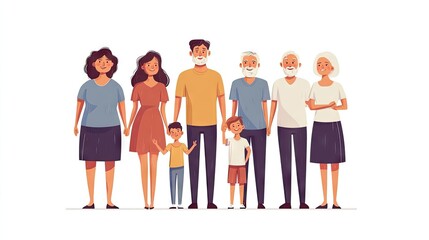 Fototapeta premium A diverse group of smiling family members of various ages, showcasing unity and love.