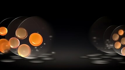 Abstract Orange Circles Dark Background Design