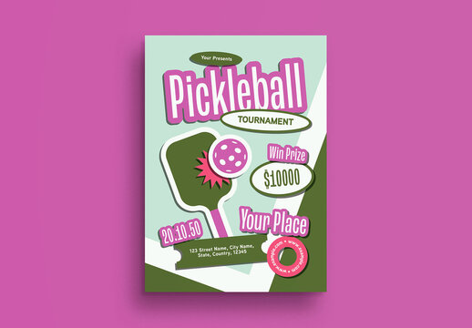 Green Playful Scrapbooking Pickleball Tournament Flyer Layout