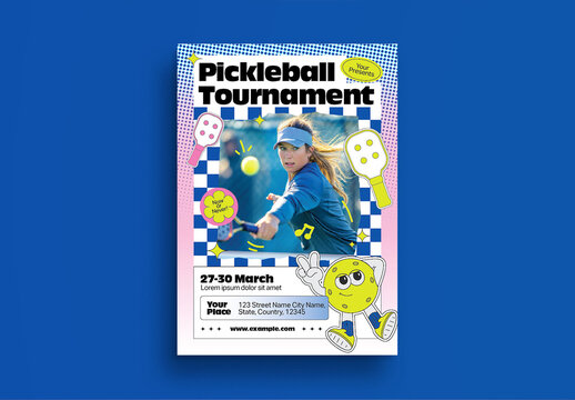Blue Pink Scrapbooking Pickleball Tournament Flyer