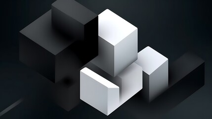 Obraz premium Abstract Black And White Geometric Cube Composition
