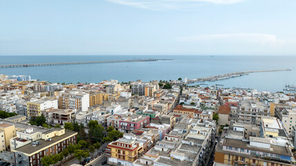 Aerial view of houses, buildings, apartments and roof of Manfredonia, in the province of Foggia, in...