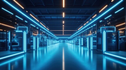 Fototapeta premium Automated smart factory showcasing modern industry advancements and corporate innovation for efficient production.