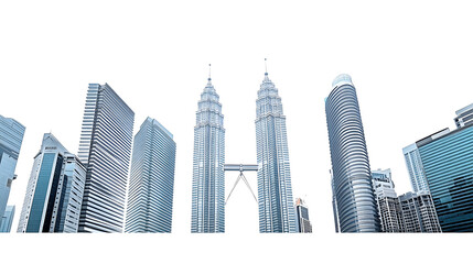 Kuala Lumpur skyscrapers Malaysia depicted against a white background