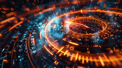 Obraz premium Abstract futuristic glowing circular technology interface.