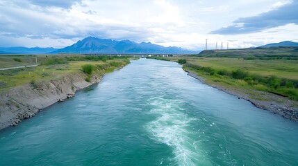 River adventure journey scenic mountains nature photography calm environment aerial view tranquility