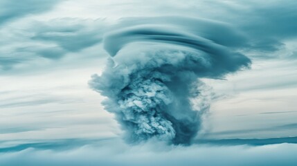 Naklejka premium Dramatic Formation of a Turbulent Cloud in a Blue Sky, Capturing the Essence of Nature's Power and Beauty in a Striking and Ethereal Display